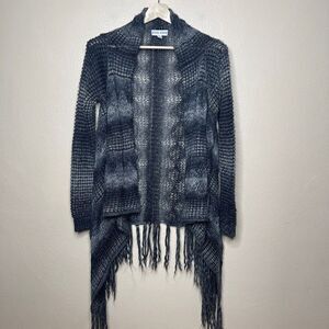 Knox Rose Sweater Womens Small Grey Open Front Cardigan Tassel Fringe